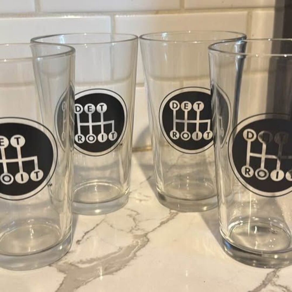 Detroit Black Shifter Pint Glasses (set of 4)